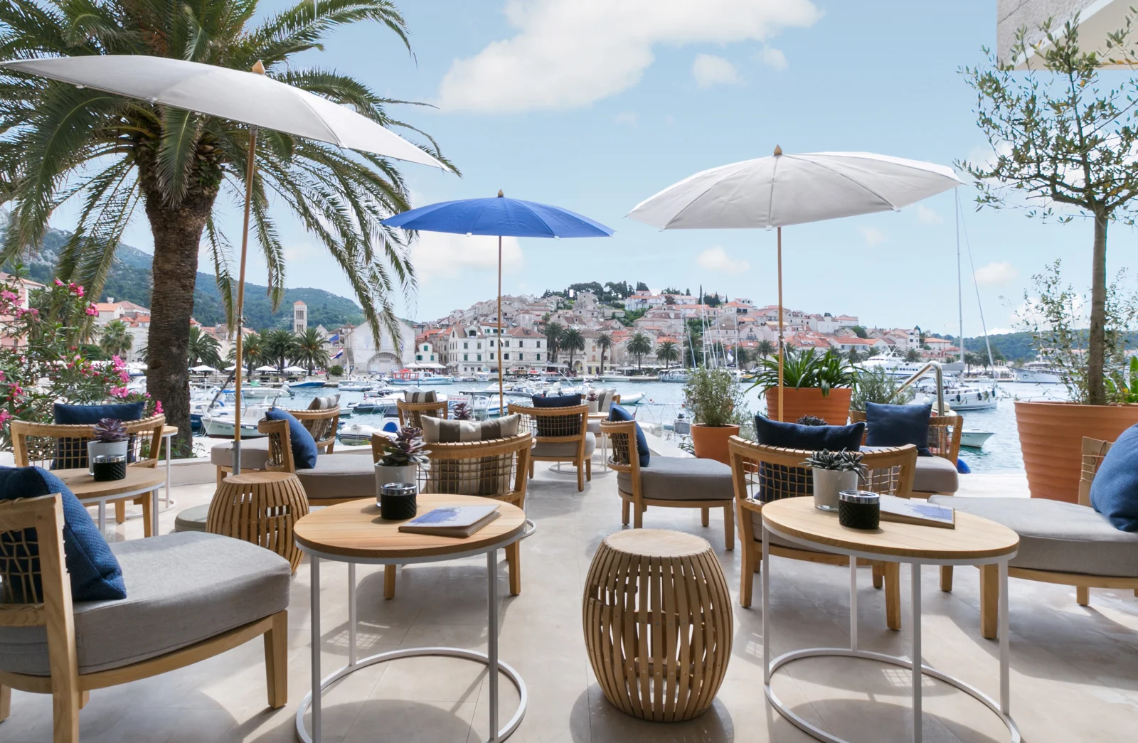 Harbour-view terrace at Adriana Hvar Spa Hotel