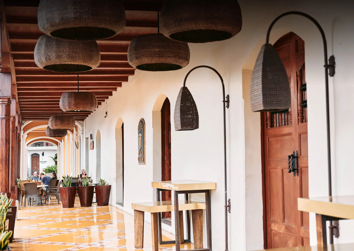 Hotel courtyard arcade at Hotel Plaza Colón