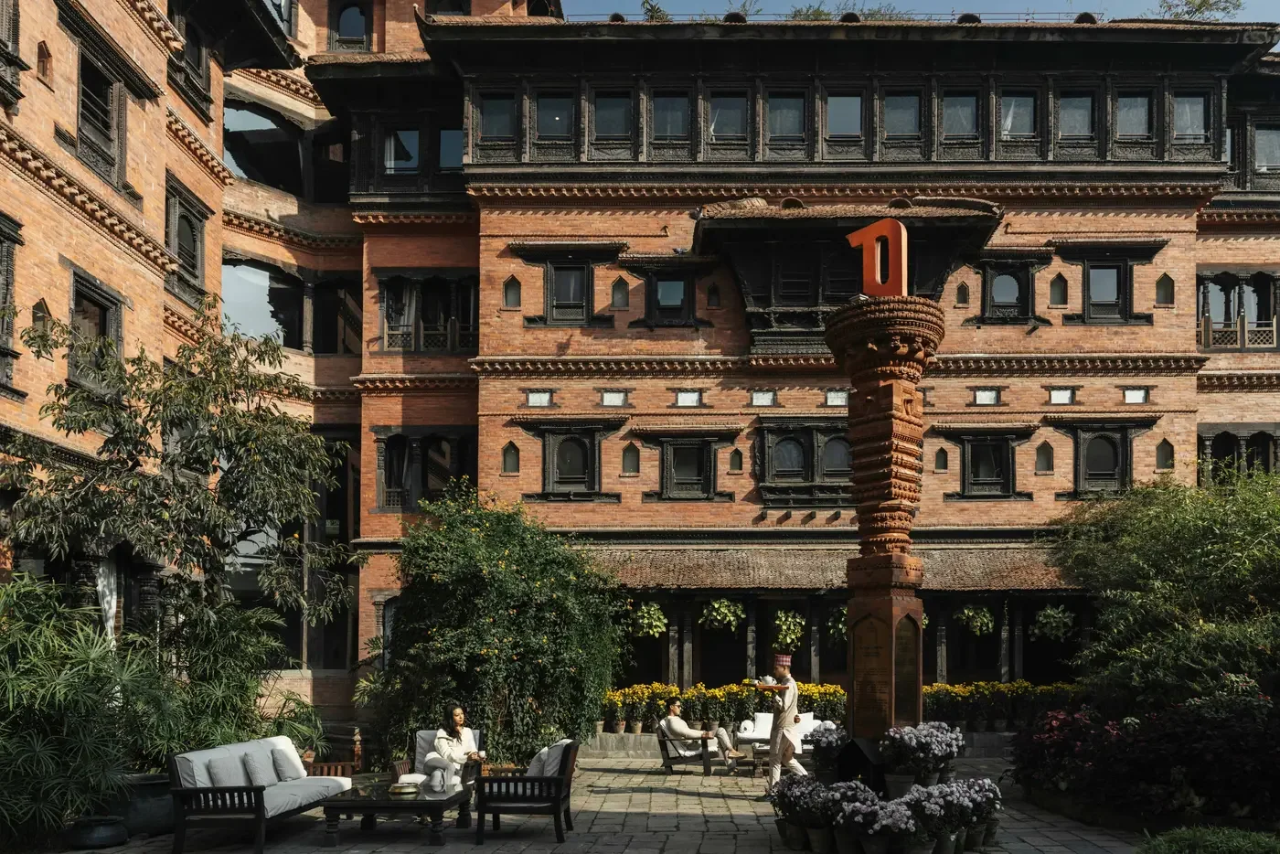 Heritage hotel courtyard at The Dwarika’s Hotel