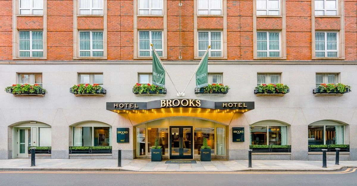 Street entrance of Brooks Hotel in Dublin