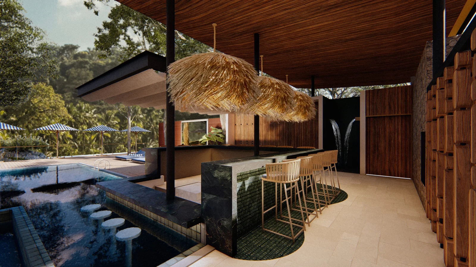 Resort poolside space at Royal Grand Resorts