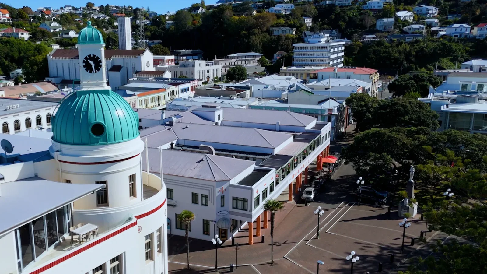 Art Deco Masonic Hotel on the corner of Tennyson Street and Marine Parade