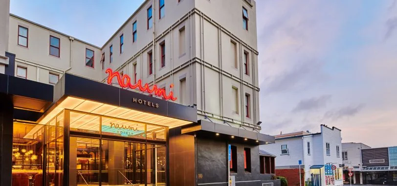 Entrance and exterior of Naumi Hotel Wellington