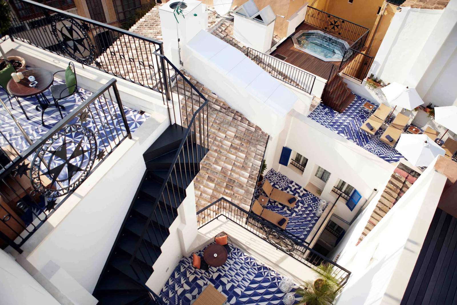 Staircase and interiors at Hotel Cort in Palma