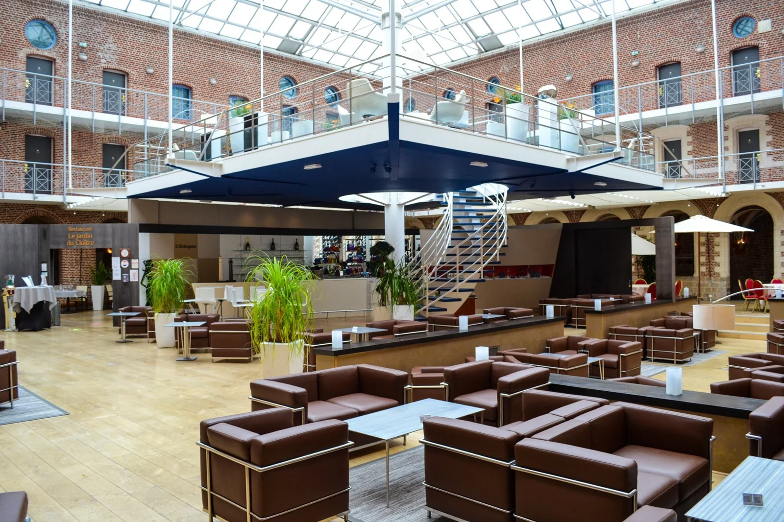 Glass-covered atrium at Couvent des Minimes in Lille