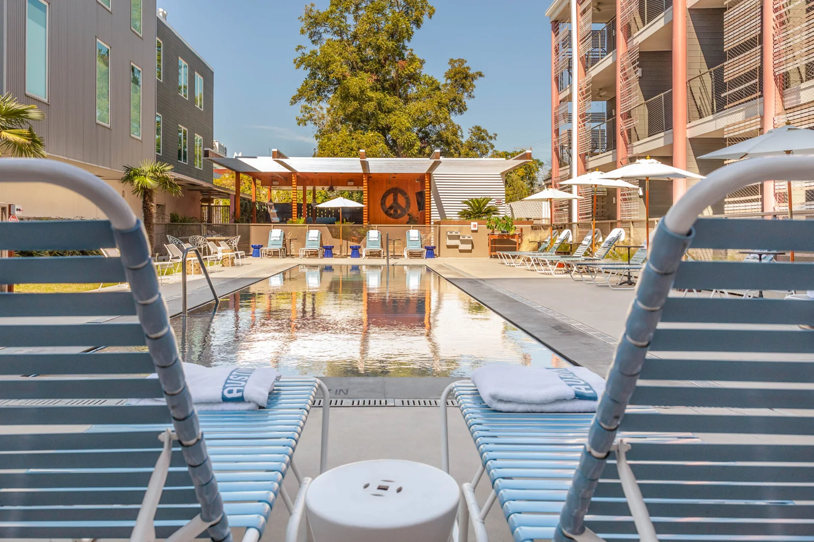 Courtyard pool at East Austin Hotel