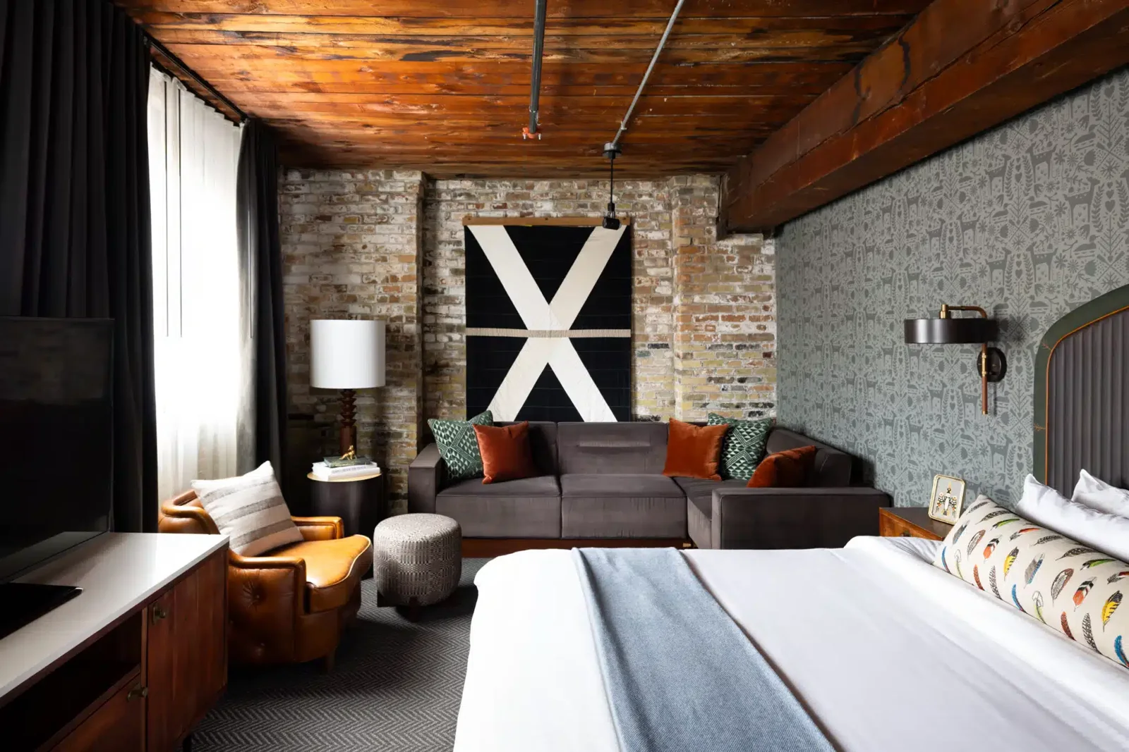 Guest room at Hewing Hotel in Minneapolis