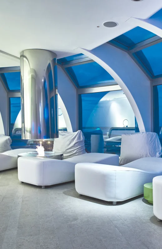 Contemporary lounge interiors at i-SUITE Hotel in Rimini