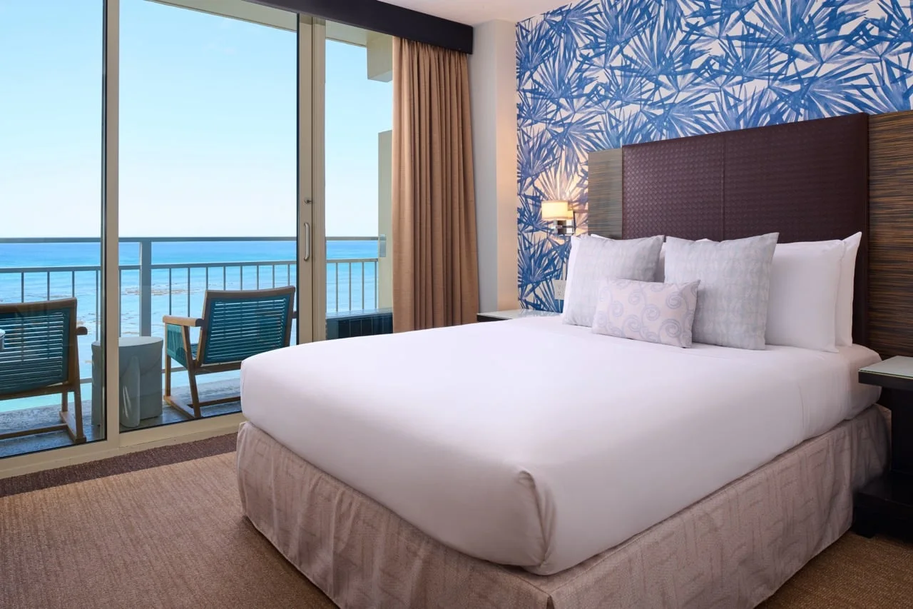 Ocean-view guest room at Kaimana Beach Hotel in Honolulu