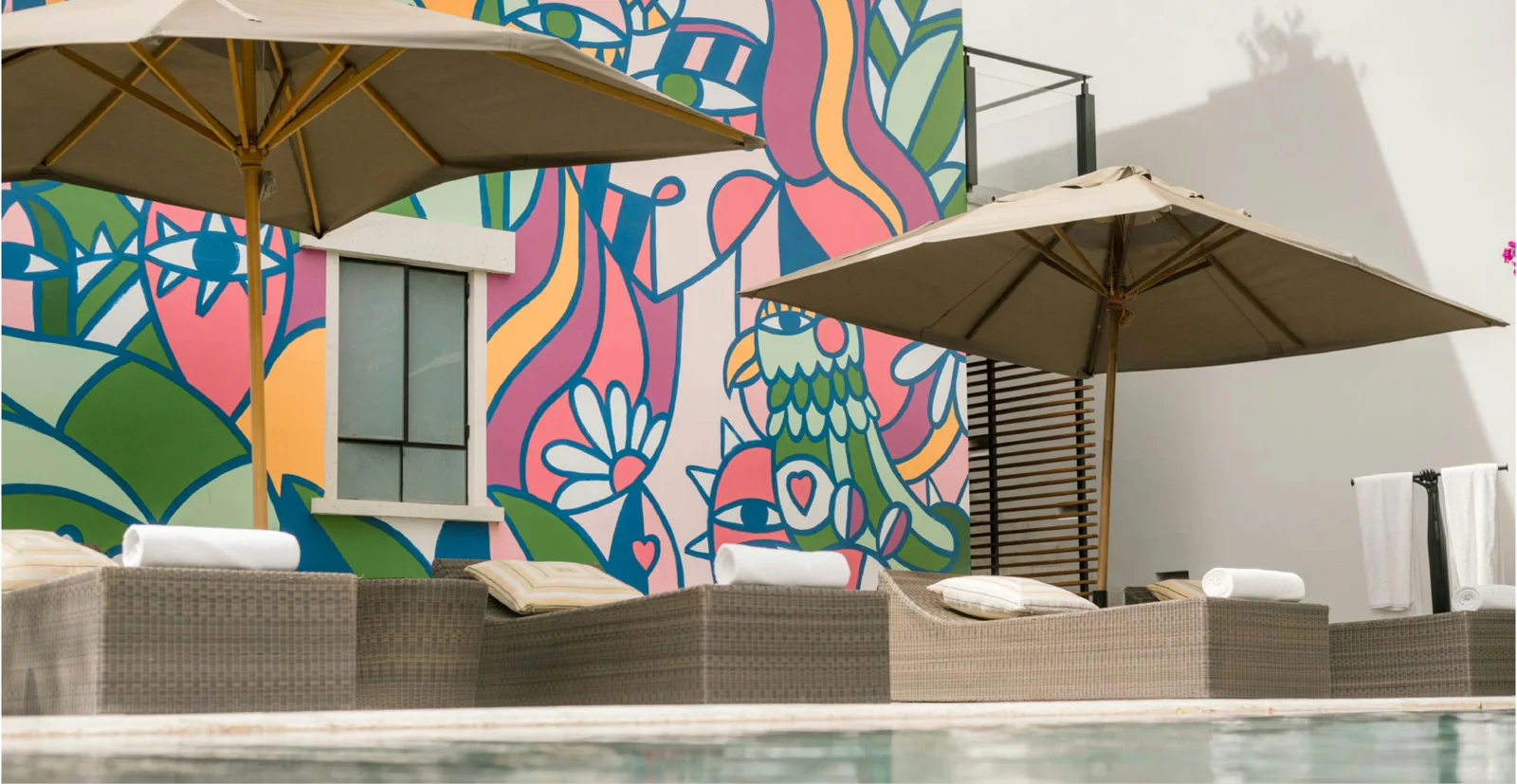 Pool and mural at Hotel Matilda