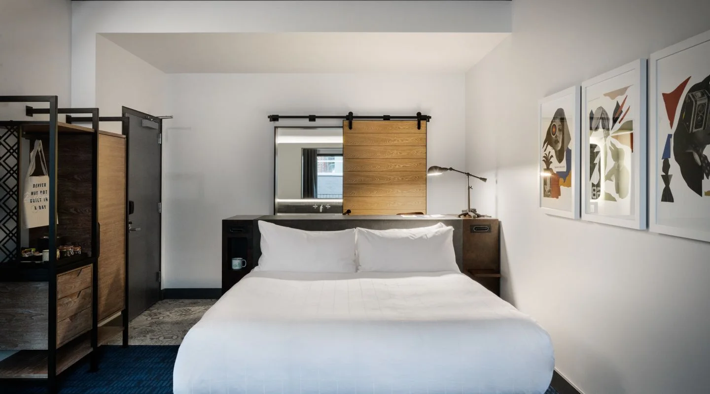 Guest room at The Maven Hotel in Denver