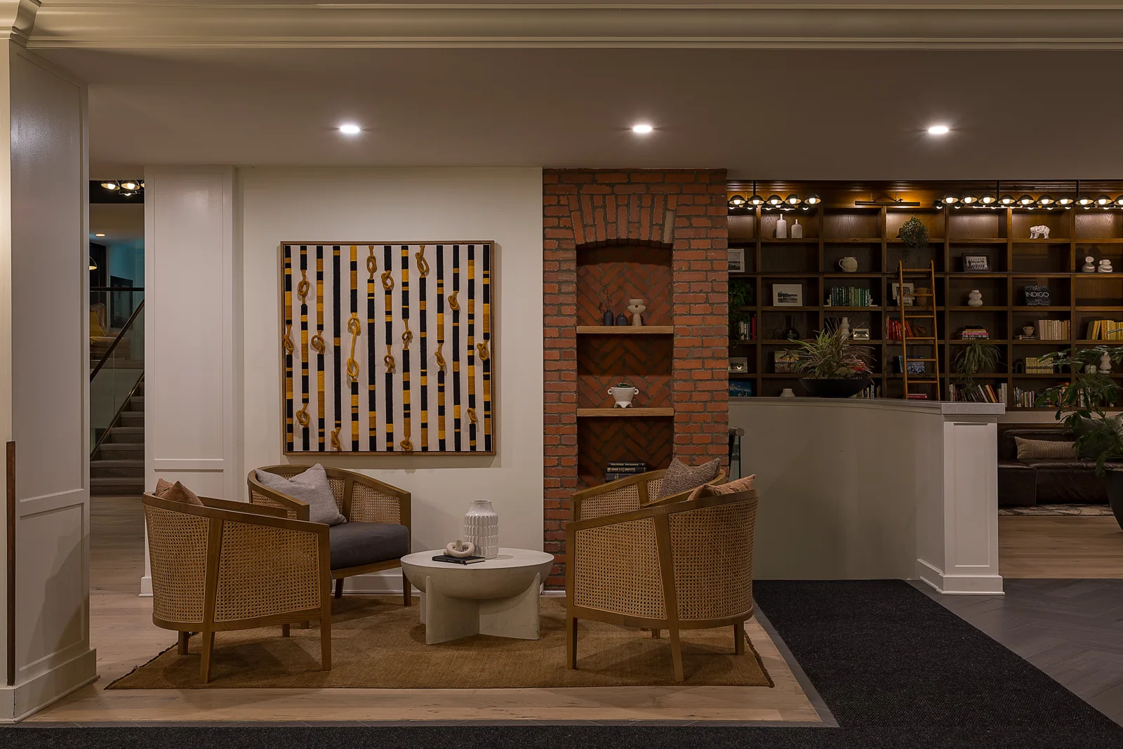 Seating area in the lobby at The Metcalfe Hotel Ottawa