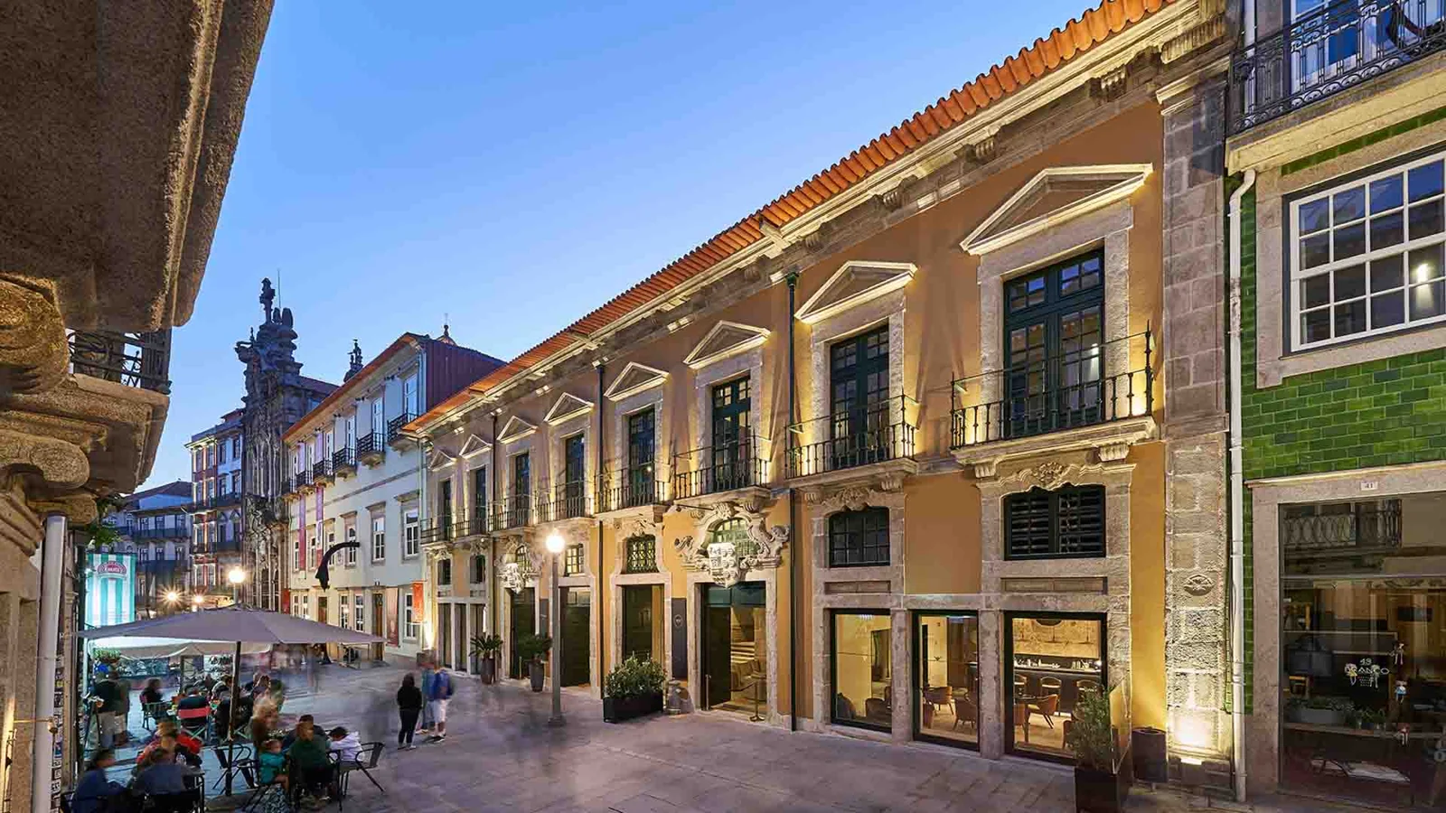 Historic façade of PortoBay Flores in Porto