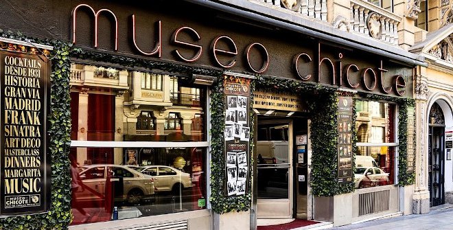 Museo Chicote’s historic cocktail bar entrance on Madrid’s Gran Vía